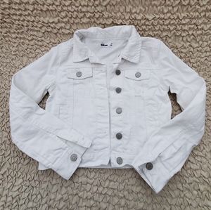 Girls kids white denim jacket